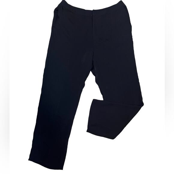 Revolve Something Navy Black Front Slit Hem Corpcore Office Ankle Dress Pants 10 - Picture 3 of 7